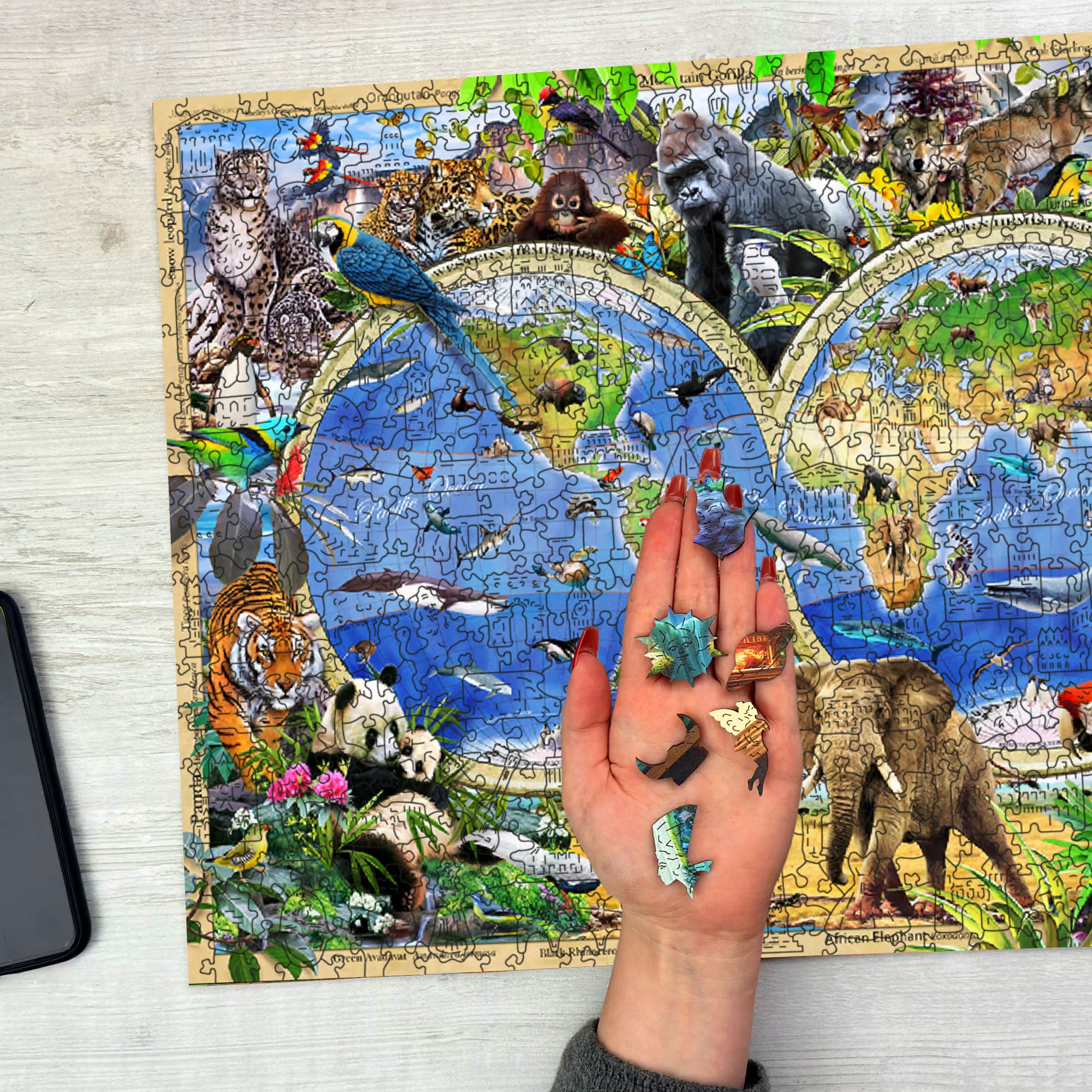 Drewniane Puzzle 1000 elementów - Zwierzęta Królestwa Robinsona - obrazek 5