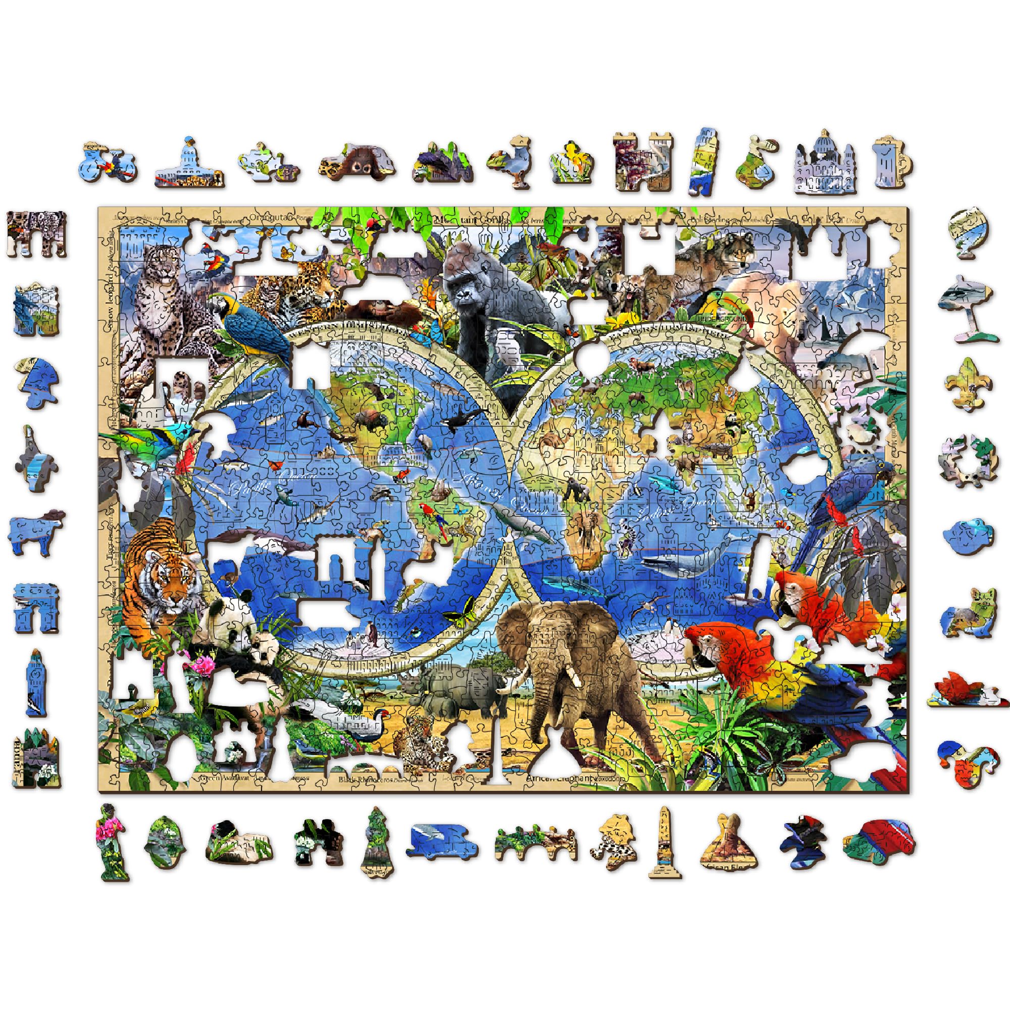 Drewniane Puzzle 1000 elementów - Zwierzęta Królestwa Robinsona - obrazek 6