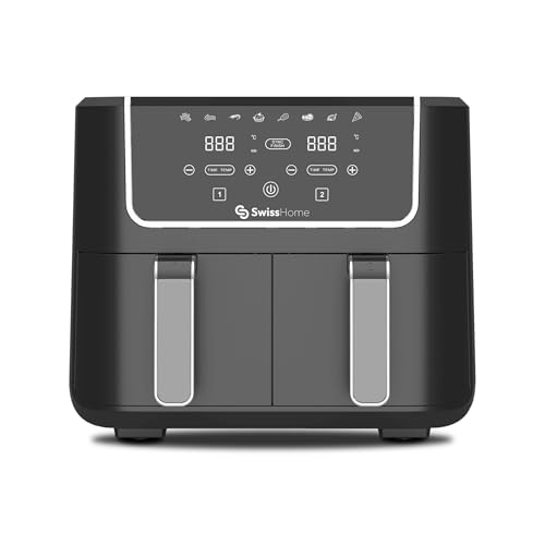 Z SwissHome DARK frytkownica powietrzna 2100 W, 2 garnki 3 l, 8 funkcj - obrazek 7