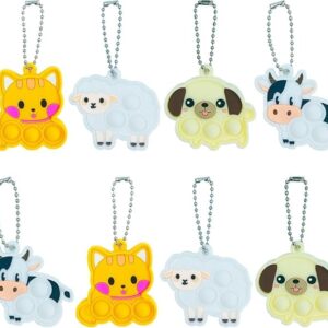 Cuackamily 8 PCS Pop Keyring - Fidget Zabawki Anty-lęk dla Dzieci i Dorosłych