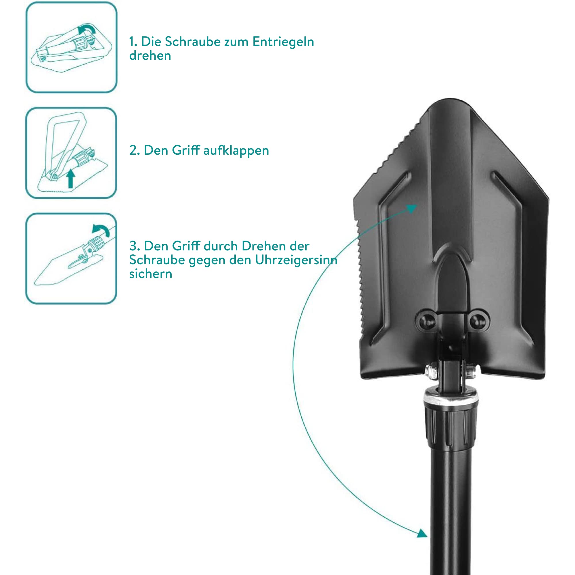 Navaris Składana łopata ratunkowa, kompaktowa, wielofunkcyjna, składan - obrazek 3
