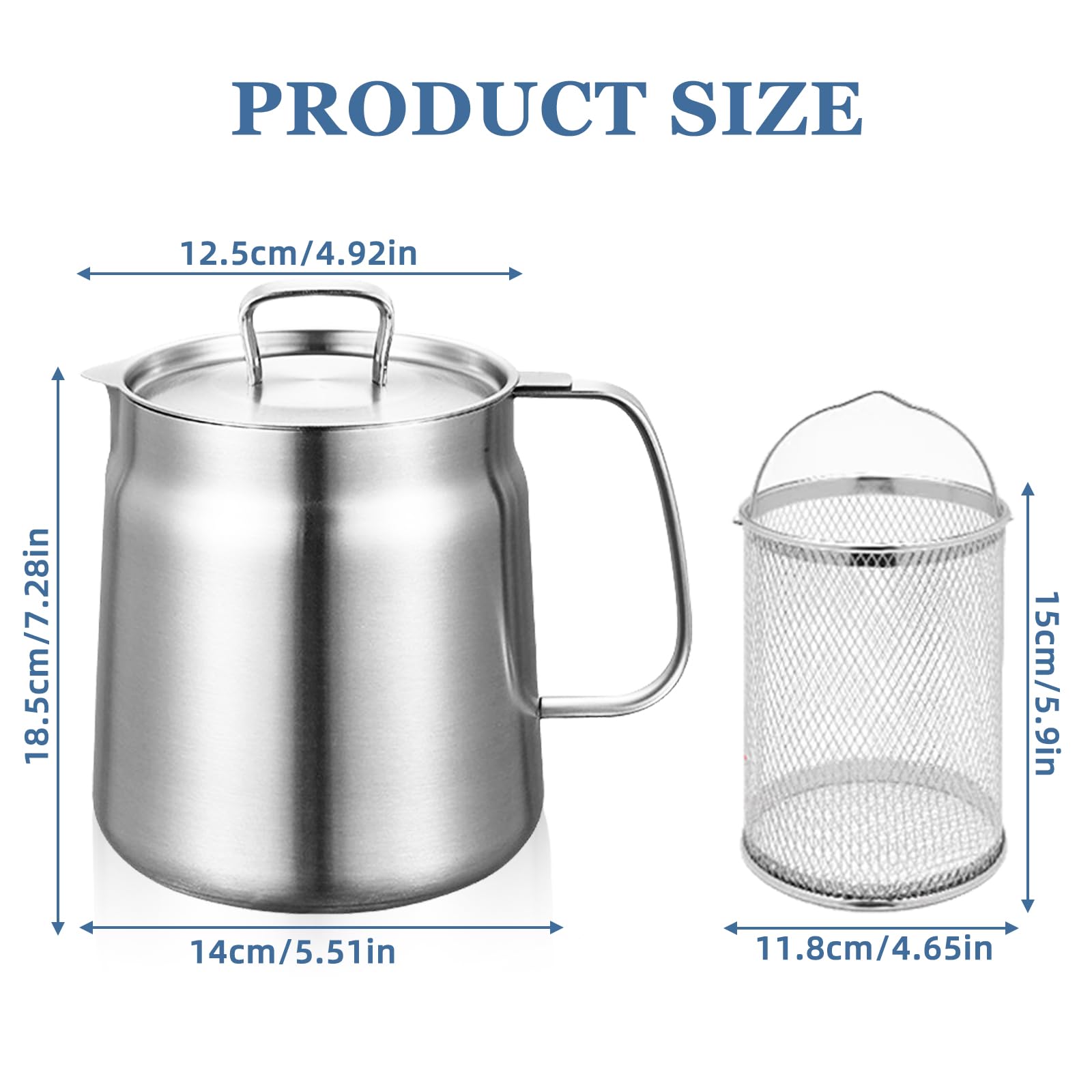 Garnek do smażenia, 2 l, ze stali nierdzewnej, garnek do smażenia z si - obrazek 7