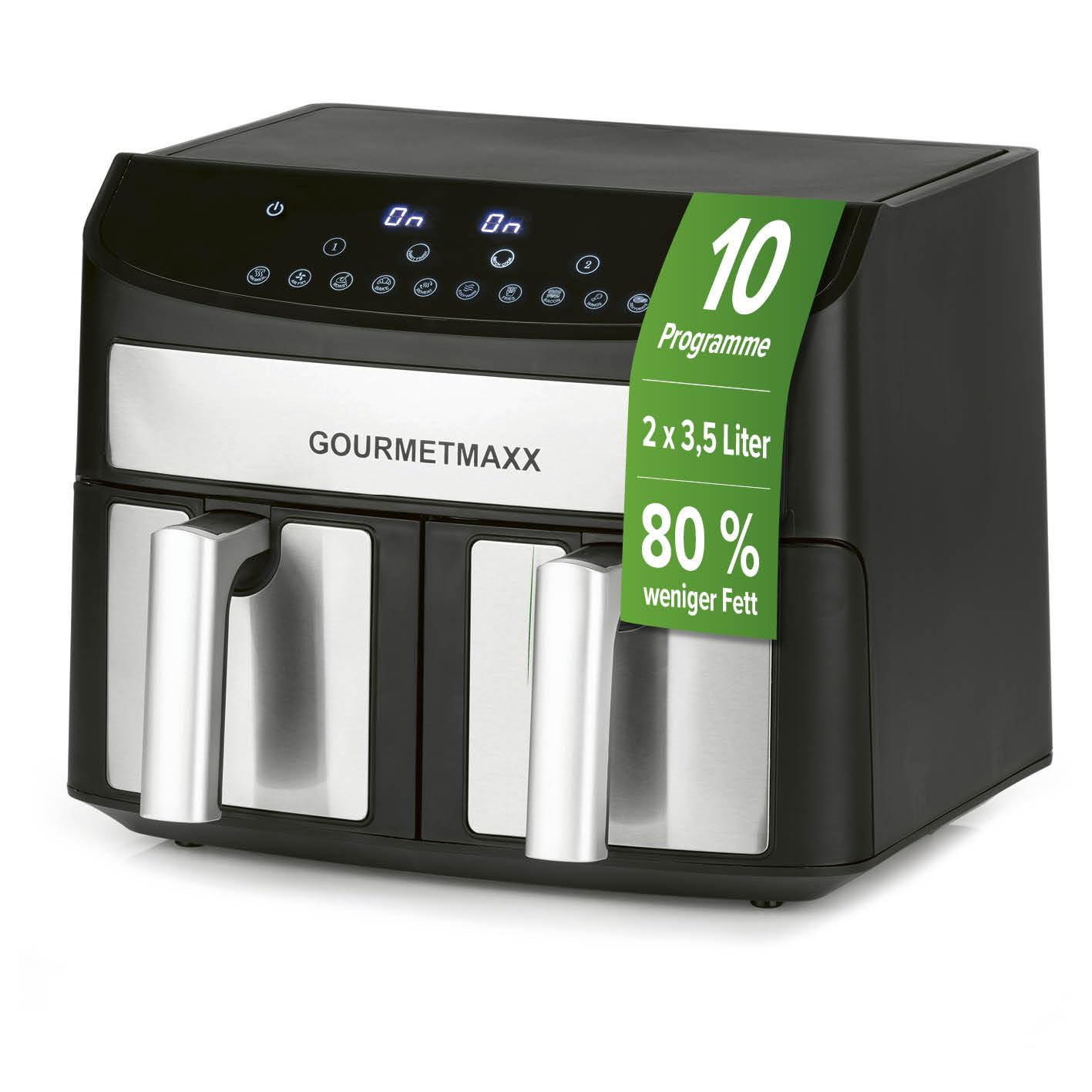 GOURMETmaxx Dwukomorowa frytkownica na gorące powietrze, 2 x 3,5 l, st