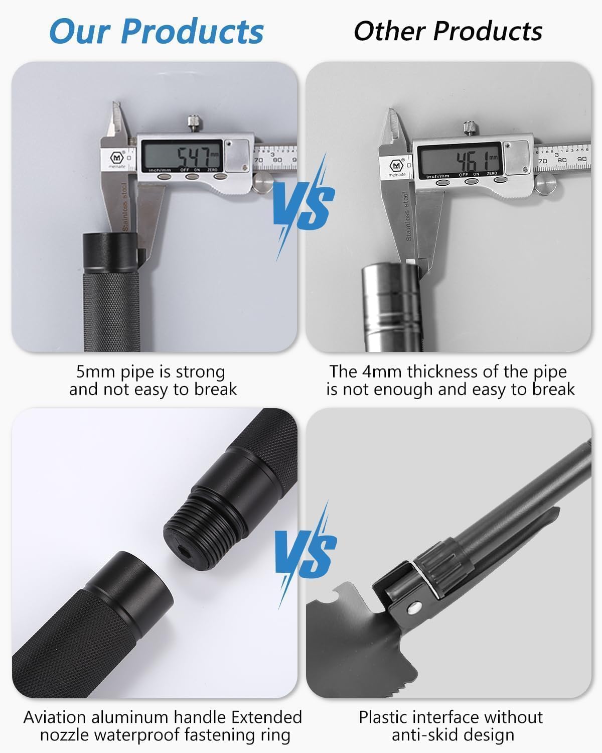 SOBEAU składana łopata 78 cm - wielofunkcyjna do survivalu i ogrodnictwa - obrazek 3