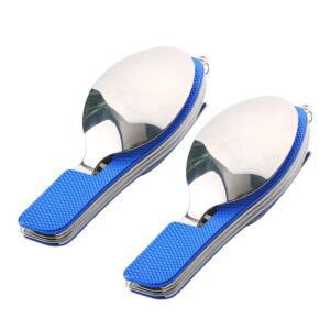 2 szt. sztućców kempingowych 4 w 1, składane sztućce 4 w 1, stal nierd