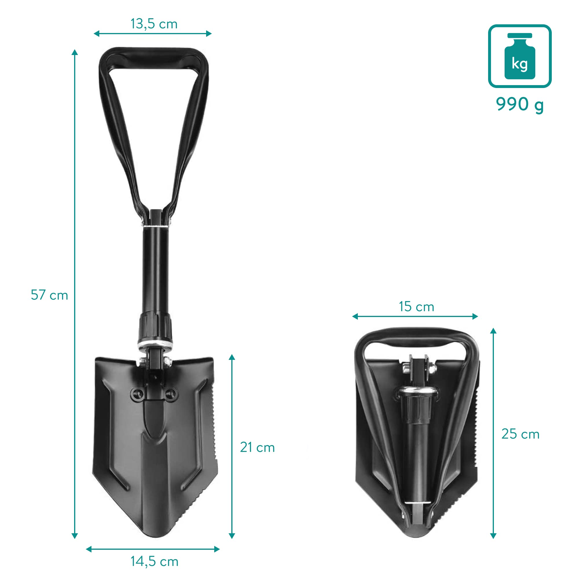 Navaris Składana łopata ratunkowa, kompaktowa, wielofunkcyjna, składan - obrazek 4