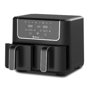 Z SwissHome DARK frytkownica powietrzna 2100 W, 2 garnki 3 l, 8 funkcj