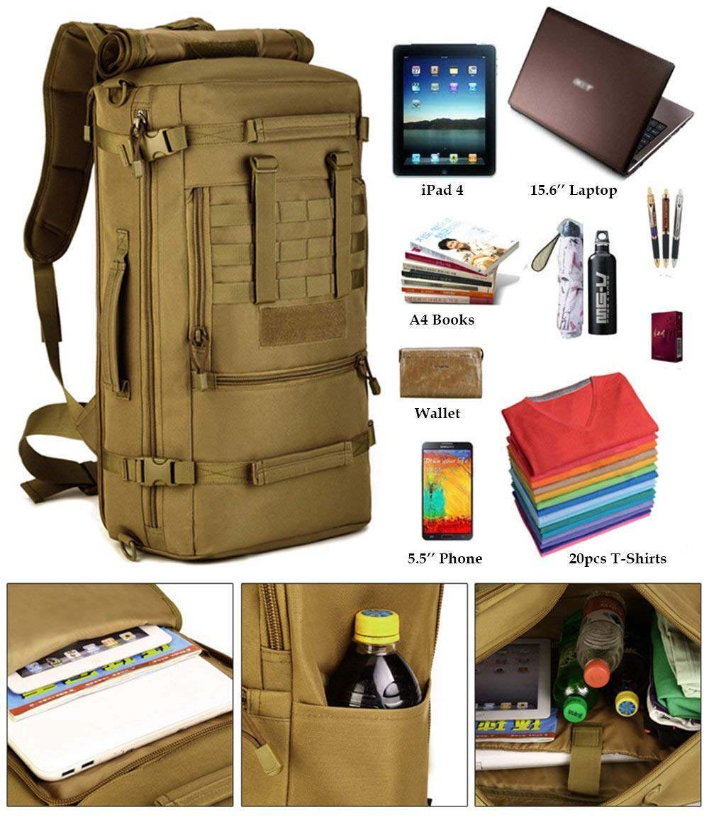 Plecak wojskowy taktyczny 50L Selighting - wodoodporny plecak trekkingowy A-czarny - obrazek 3