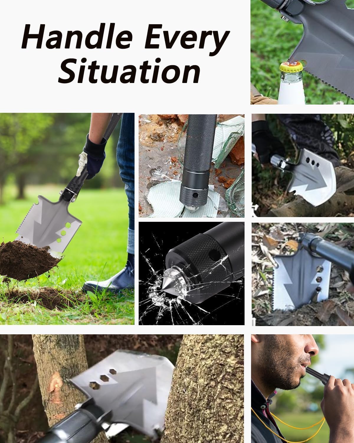 SOBEAU składana łopata 78 cm - wielofunkcyjna do survivalu i ogrodnictwa - obrazek 2