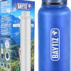 Baytiz ® Izolowana butelka filtrująca + słomka survivalowa z węglem ak