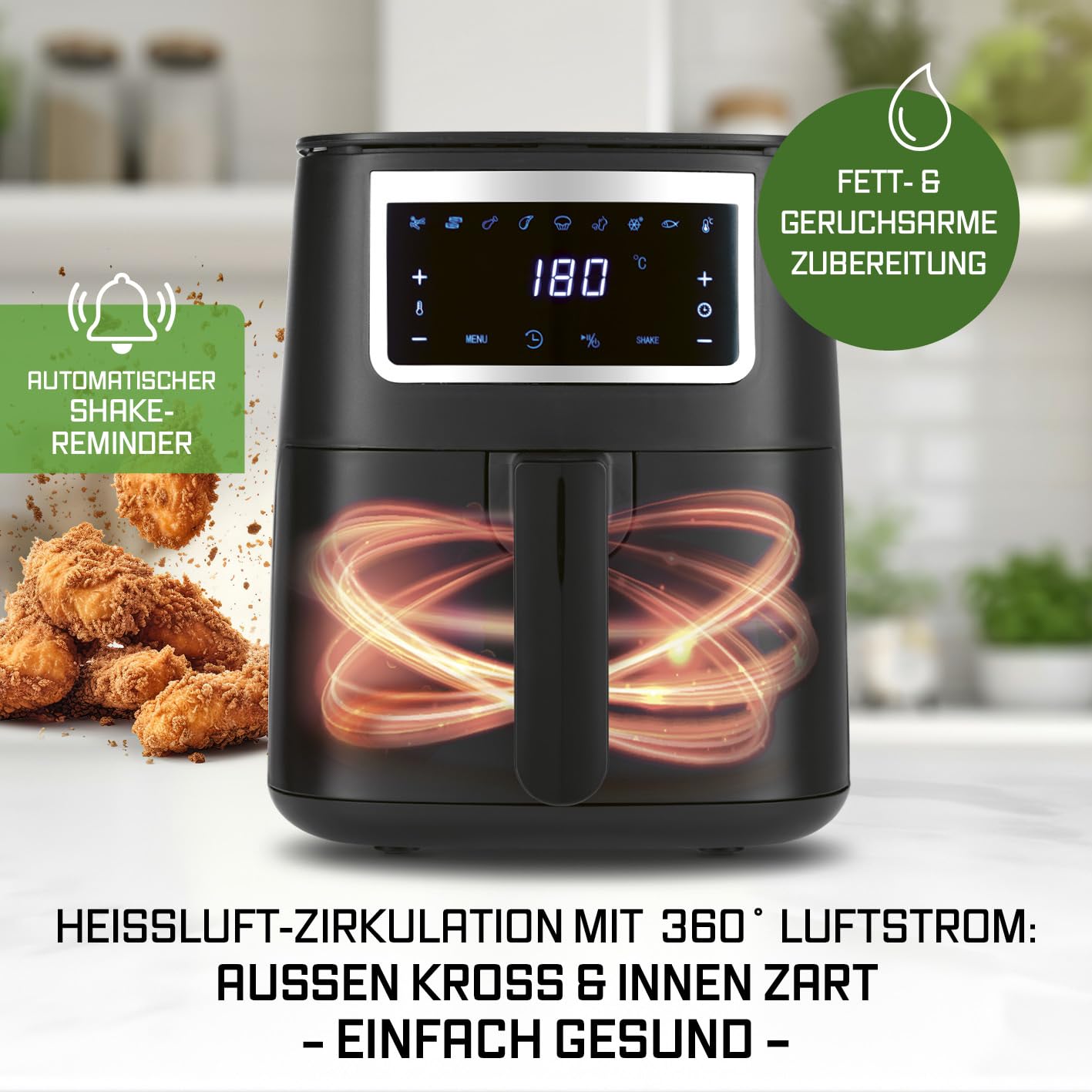 GOURMETmaxx Frytkownica na gorące powietrze, 4 l, frytkownica z ekrane - obrazek 6