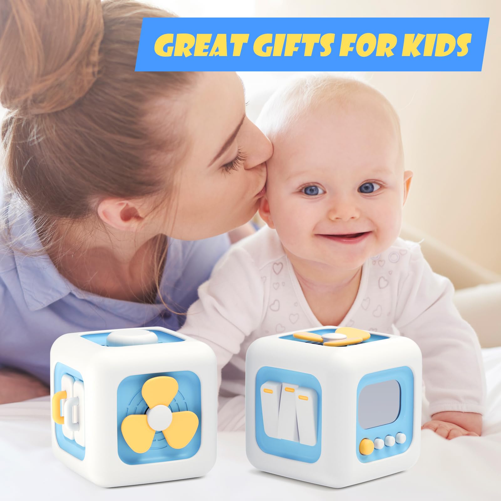 Yitical Zabawki Montessori 6 w 1 dla Dzieci 1-3 Lata - Zajęta Kostka Sensoryczna - obrazek 6