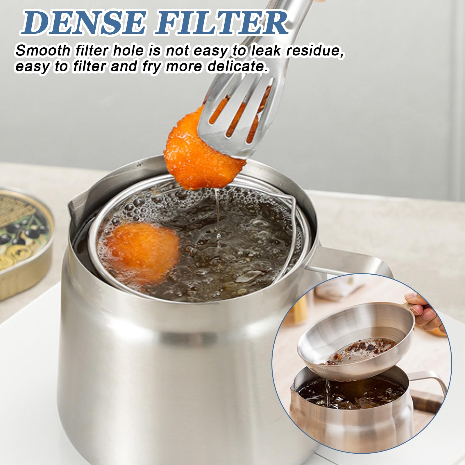 Garnek do smażenia, 2 l, ze stali nierdzewnej, garnek do smażenia z si - obrazek 4