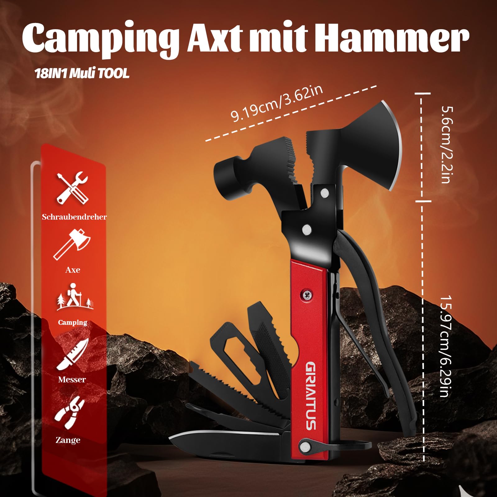 Narzędzie udarowe 18 w 1, składane, czarne narzędzie wielofunkcyjne, p - obrazek 7