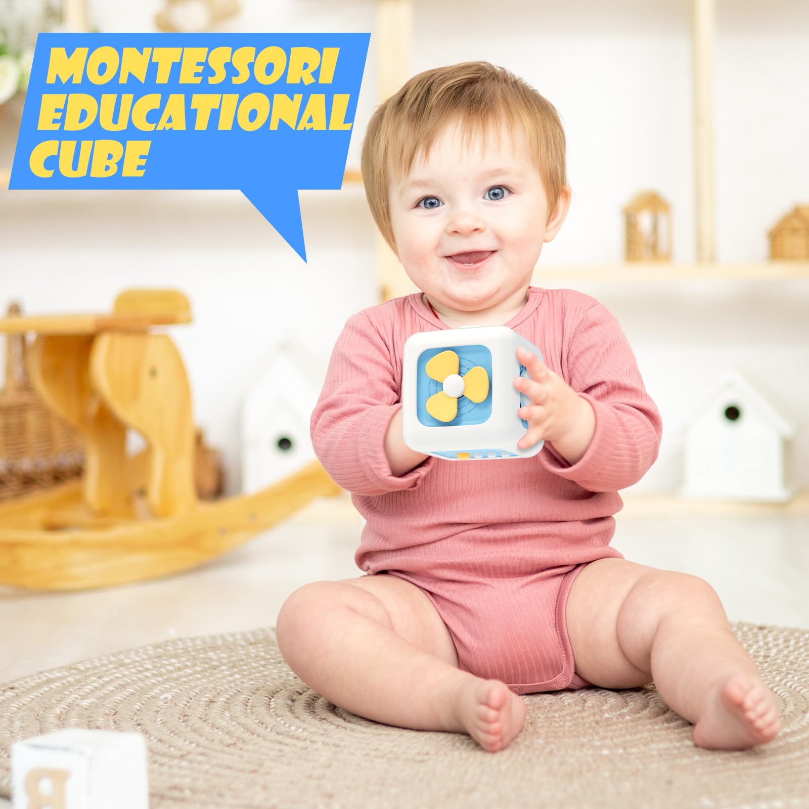 Yitical Zabawki Montessori 6 w 1 dla Dzieci 1-3 Lata - Zajęta Kostka Sensoryczna - obrazek 7