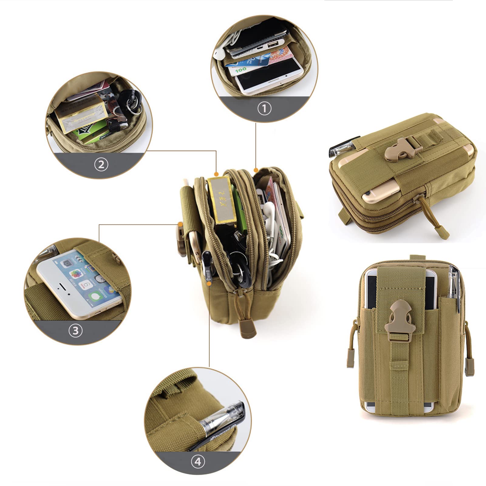 ZhaoCo Taktyczna torba Molle, kompaktowa torba na pasek, wojskowa armi - obrazek 4