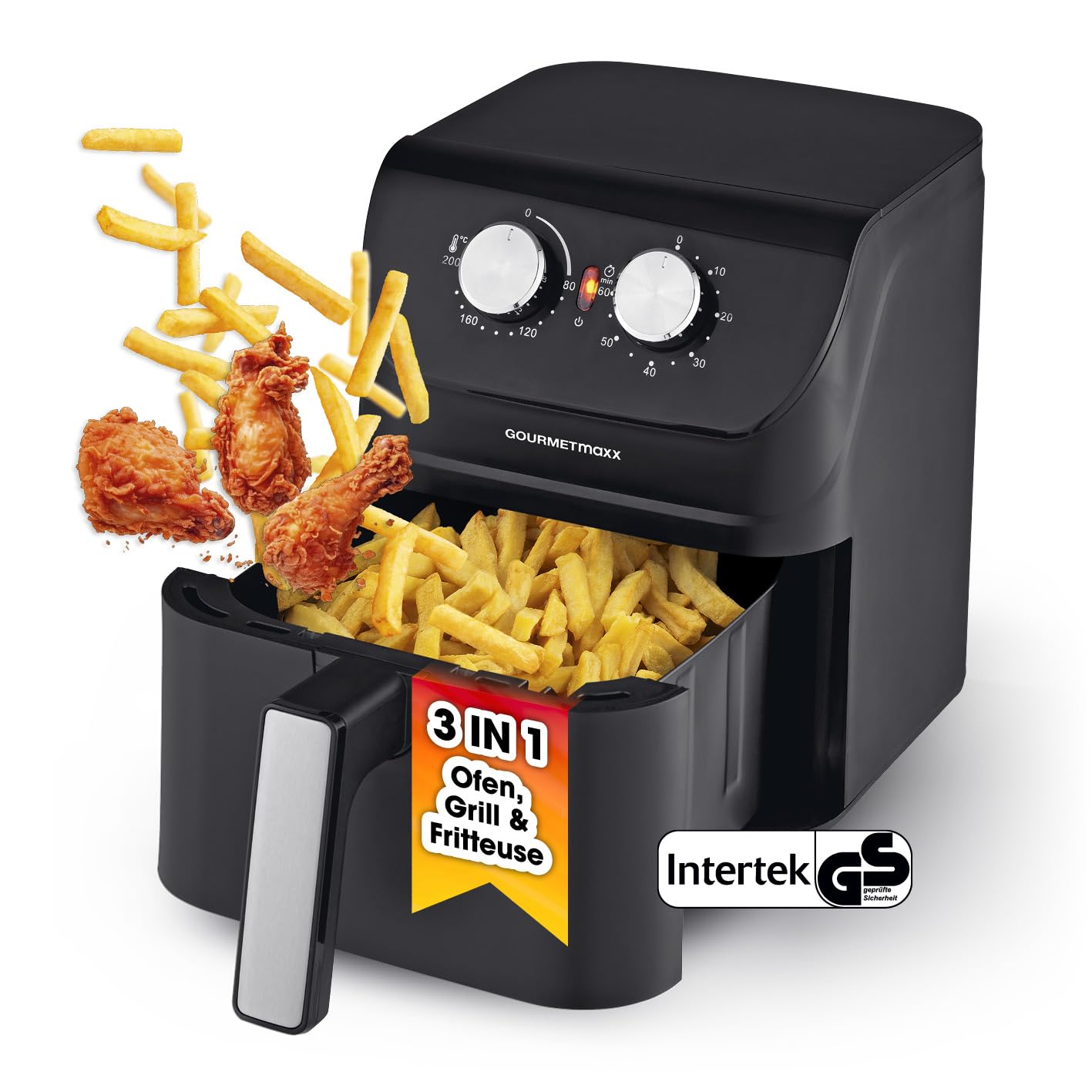 GOURMETmaxx Frytkownica na gorące powietrze, 4 l, Airfryer z funkcją t