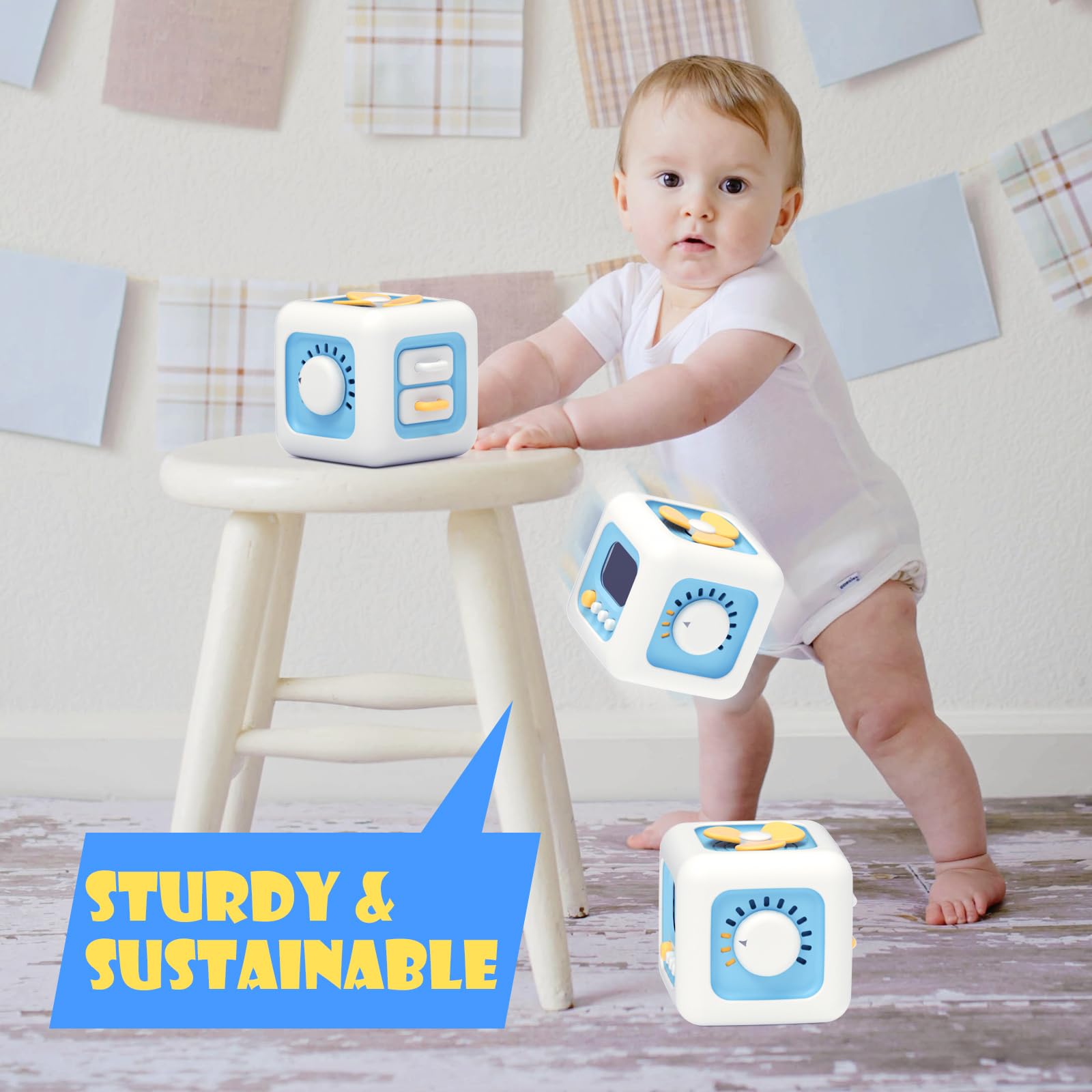 Yitical Zabawki Montessori 6 w 1 dla Dzieci 1-3 Lata - Zajęta Kostka Sensoryczna - obrazek 5