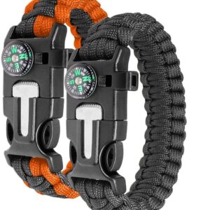 Bransoletka survivalowa z kompasem, ogniem, gwizdkiem i liną spadochro