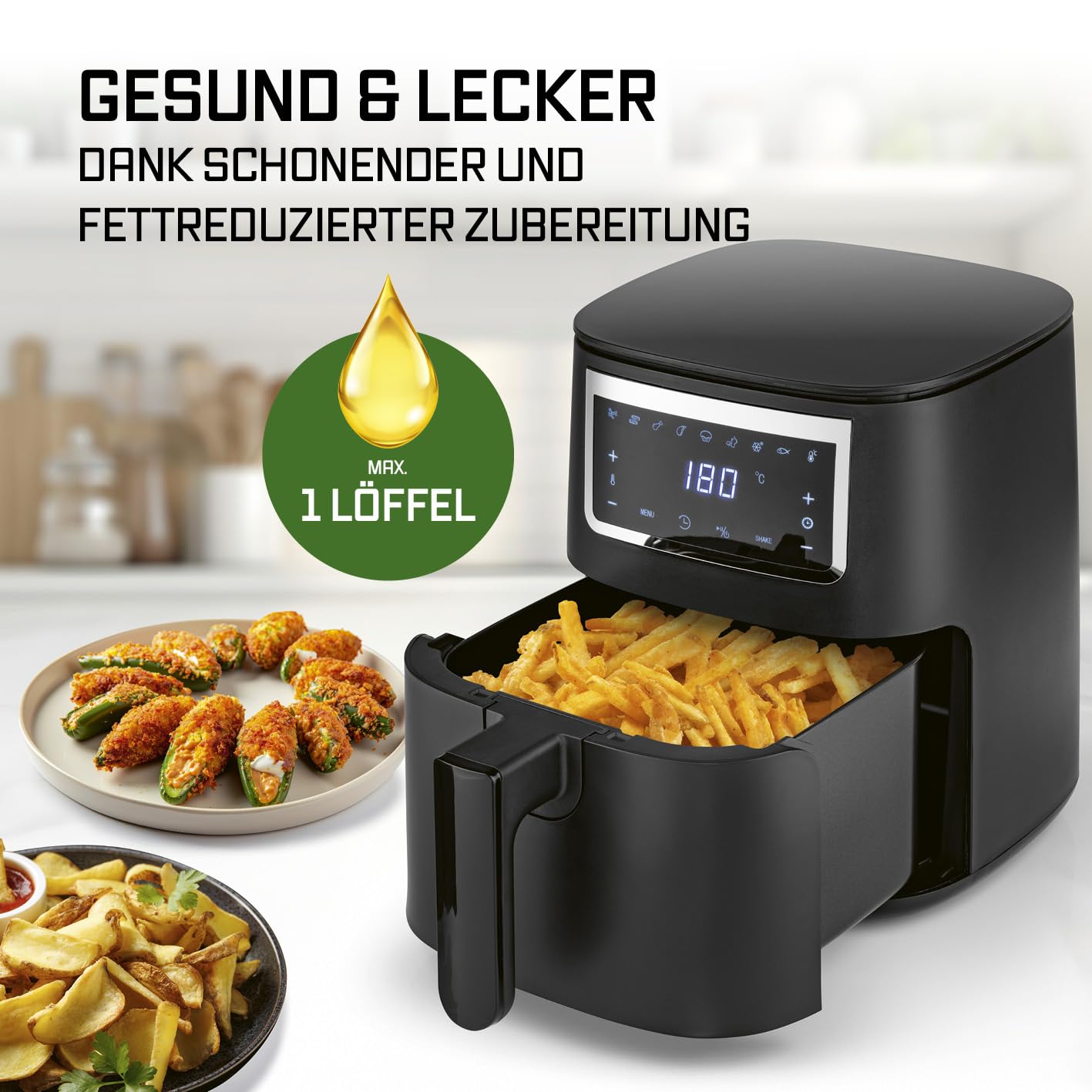 GOURMETmaxx Frytkownica na gorące powietrze, 4 l, frytkownica z ekrane - obrazek 3