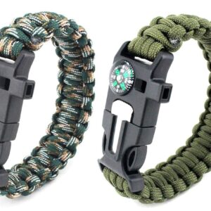 Paracord bransoletka survivalowa, DEESOSPRO® 2 szt. zestaw przetrwania