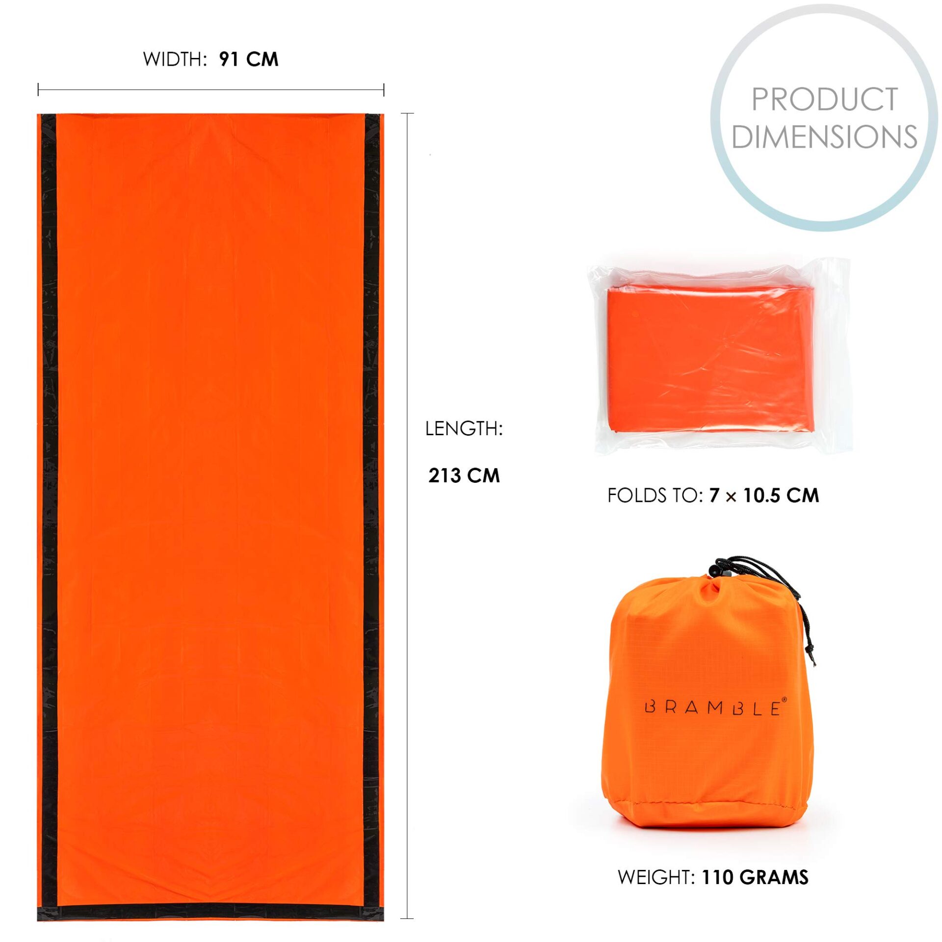 BRAMBLE 5 Premium Survival Śpiwór Bivvy, koc termiczny, przetrwanie w - obrazek 3