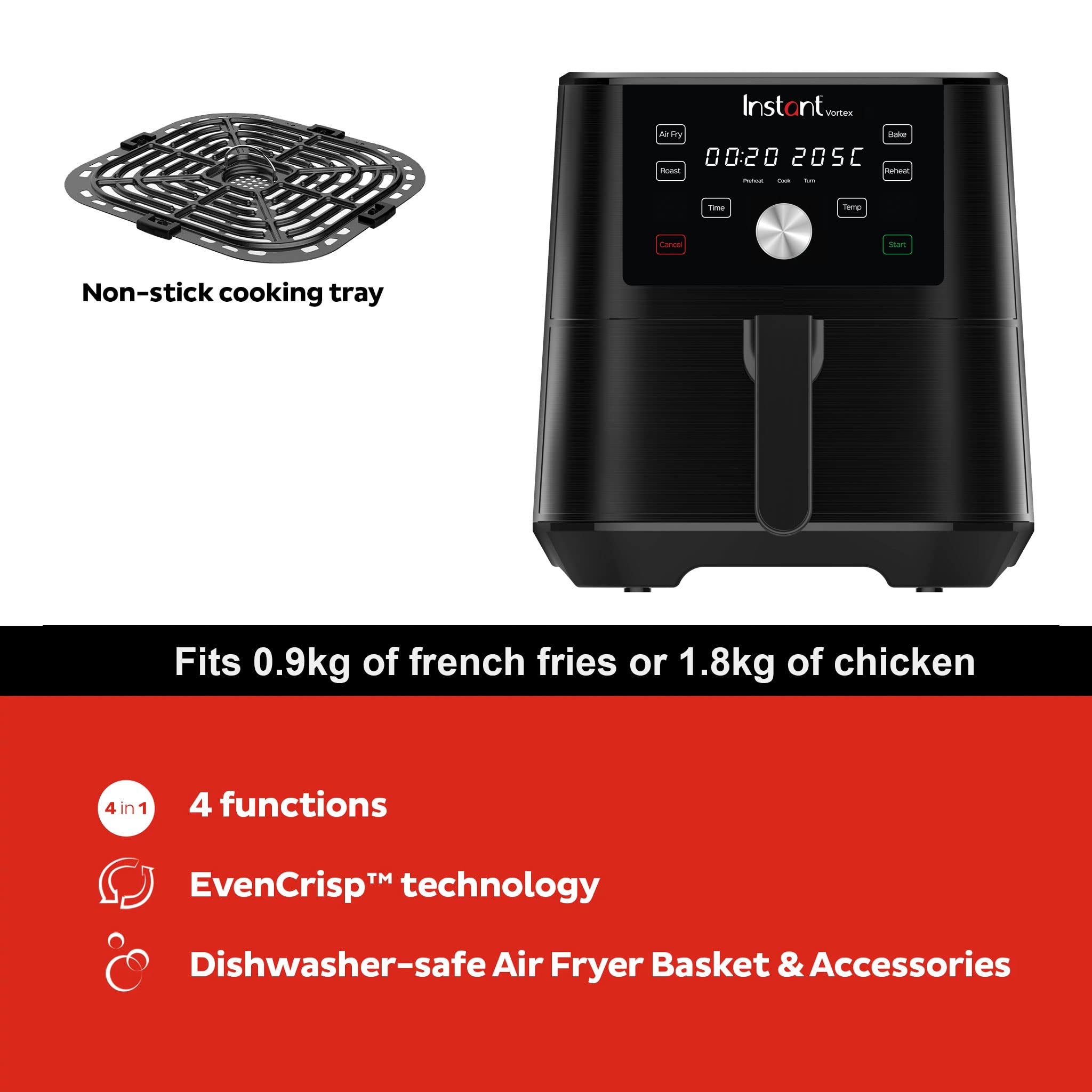 Instant Pot Brands Vortex 4-w-1 Frytkownica na gorące powietrze, 1700 - obrazek 7