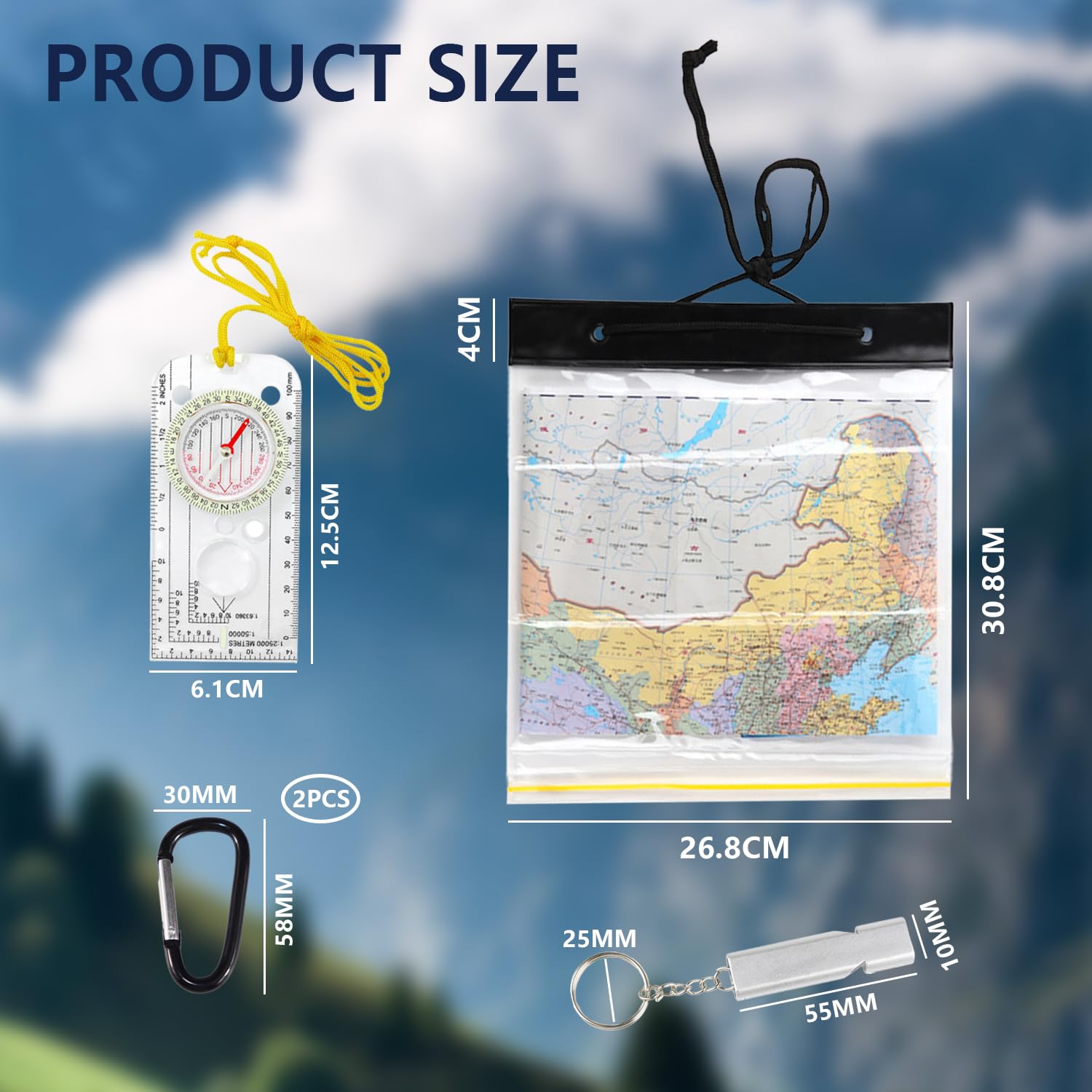 1 szt. Wodoodporna torba na karty z gwizdkiem survivalowym i kompasem - obrazek 6