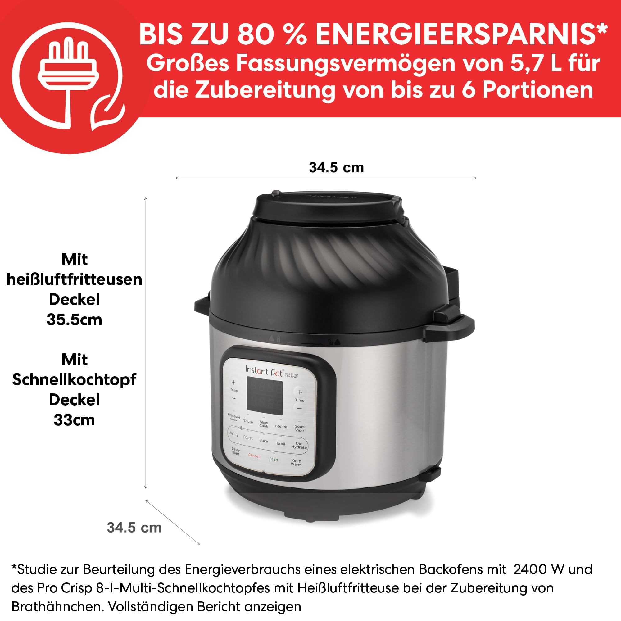 Instant Pot Duo Crisp Szybkowar, Srebrny, 5.7L - obrazek 2