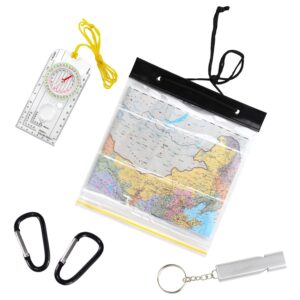 1 szt. Wodoodporna torba na karty z gwizdkiem survivalowym i kompasem