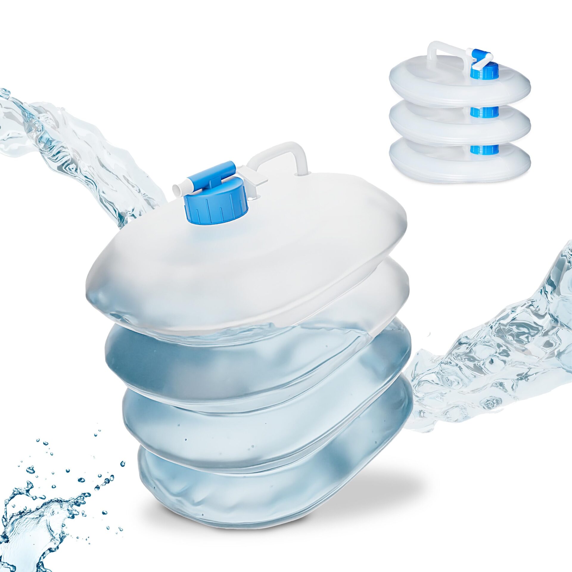 Relaxdays Kanister na wodę, składany, zestaw 4 sztuk, owalny z kranem,