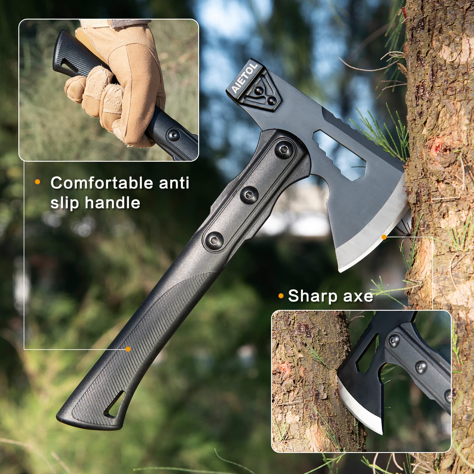 Aksamitny Miecz Przetrwania 105 cm - Siekiera Campingowa z Pokrowcem - obrazek 3