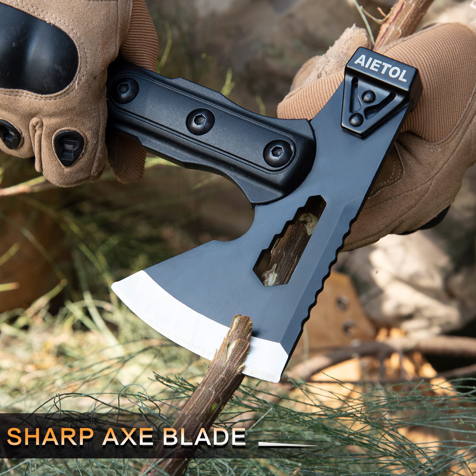 Aksamitny Miecz Przetrwania 105 cm - Siekiera Campingowa z Pokrowcem - obrazek 8