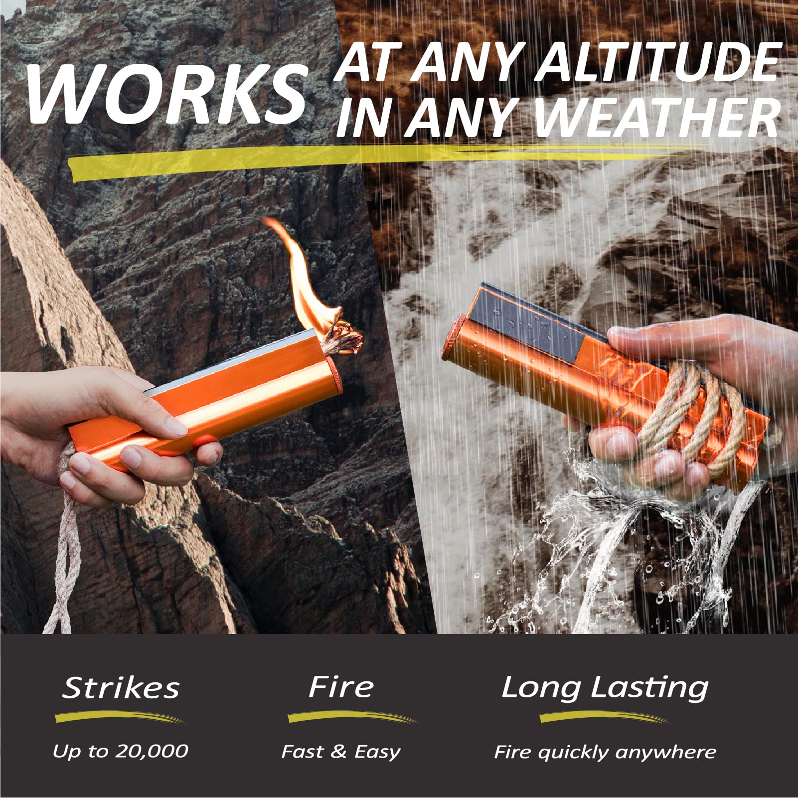 Krzesiwo Survivalowe 7 w 1 XXL z Kompasem i Sznurkiem Konopnym - obrazek 2