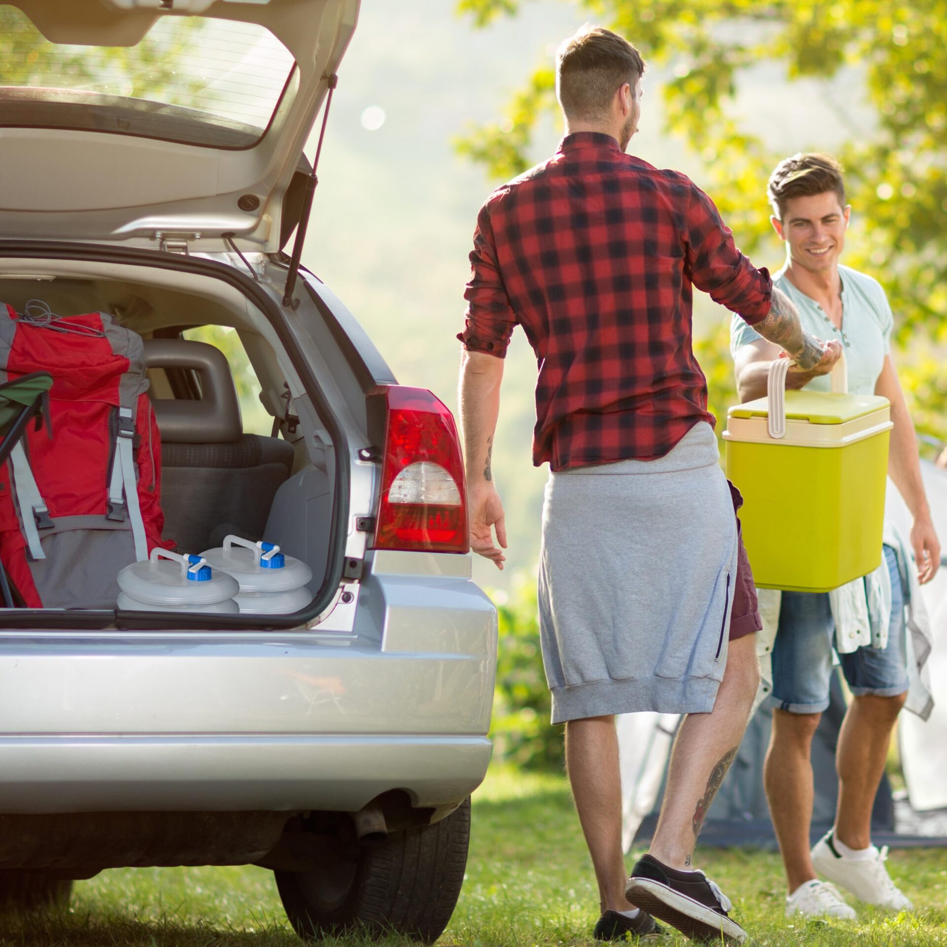 Relaxdays Kanister na wodę, składany, zestaw 4 sztuk, owalny z kranem, - obrazek 2
