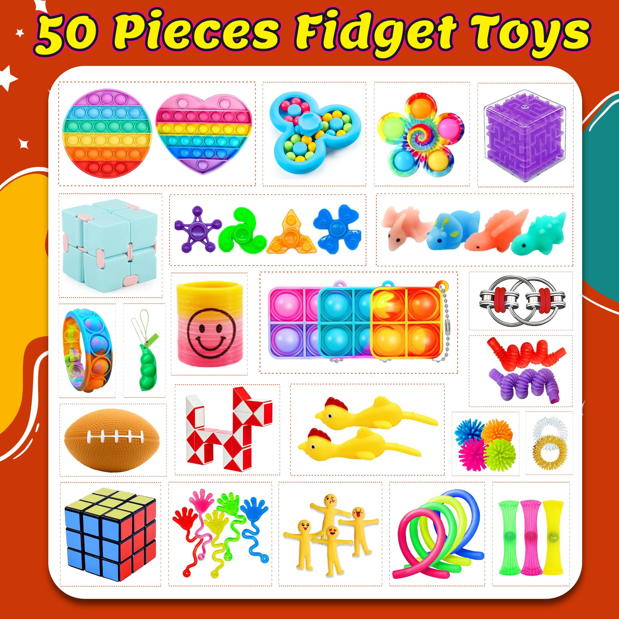 Zestaw Zabawek Antystresowych Chennyfun 50 el. dla Dzieci z ADHD i Lękiem - obrazek 9