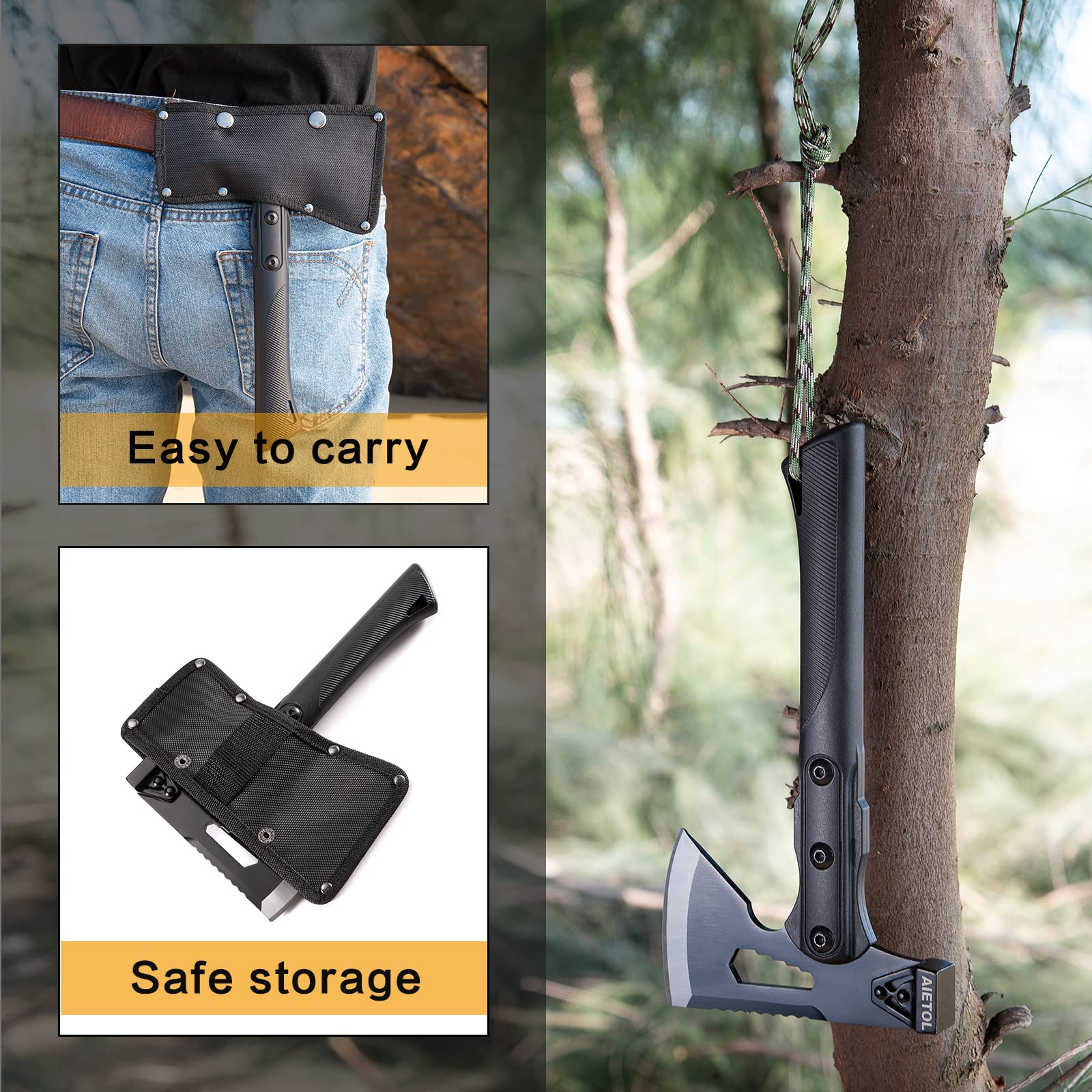 Aksamitny Miecz Przetrwania 105 cm - Siekiera Campingowa z Pokrowcem - obrazek 2