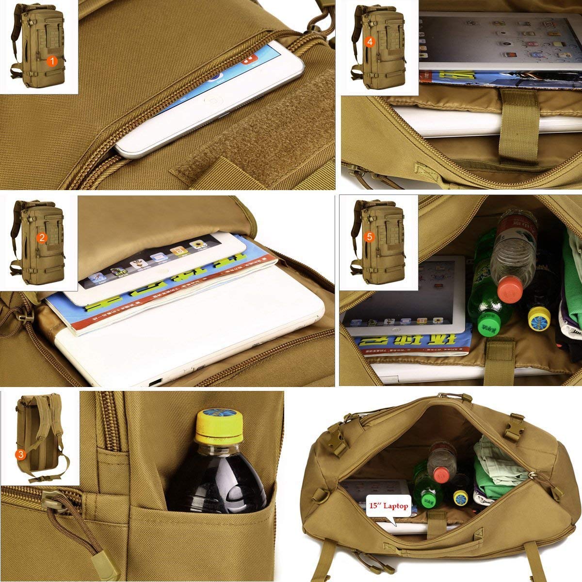 Plecak wojskowy taktyczny 50L Selighting - wodoodporny plecak trekkingowy A-czarny - obrazek 2