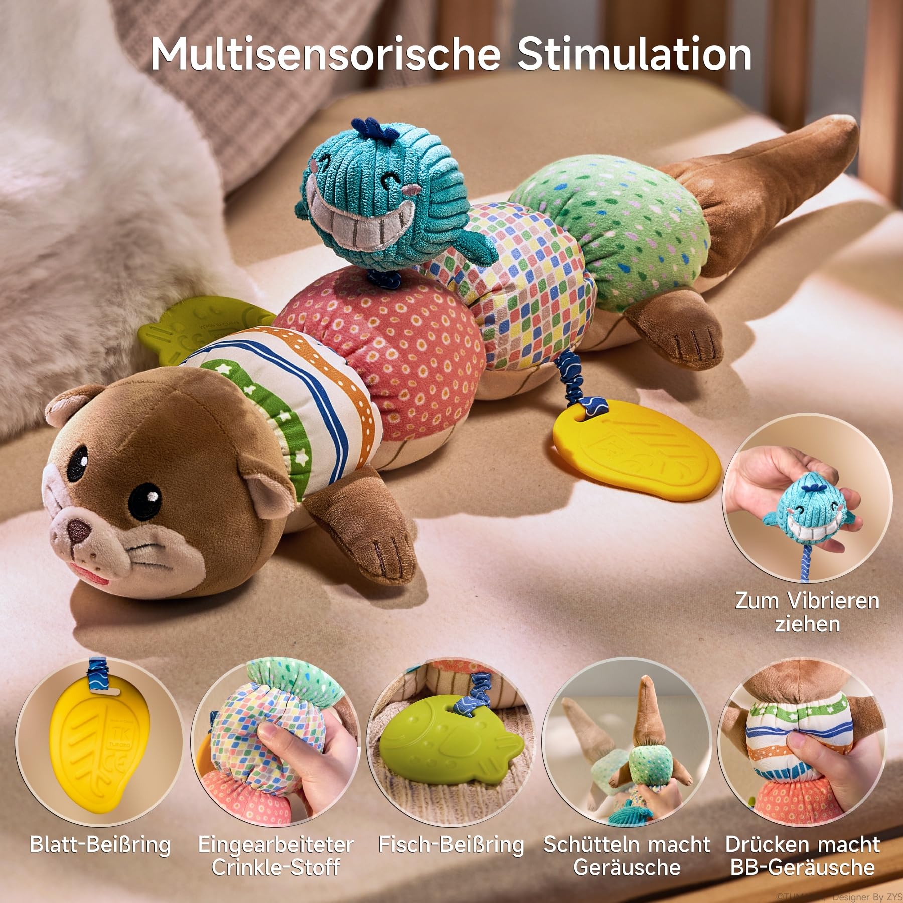 TUMAMA Wydra zabawka dla dziecka - towarzysz do przytulania - wieloryb - obrazek 4