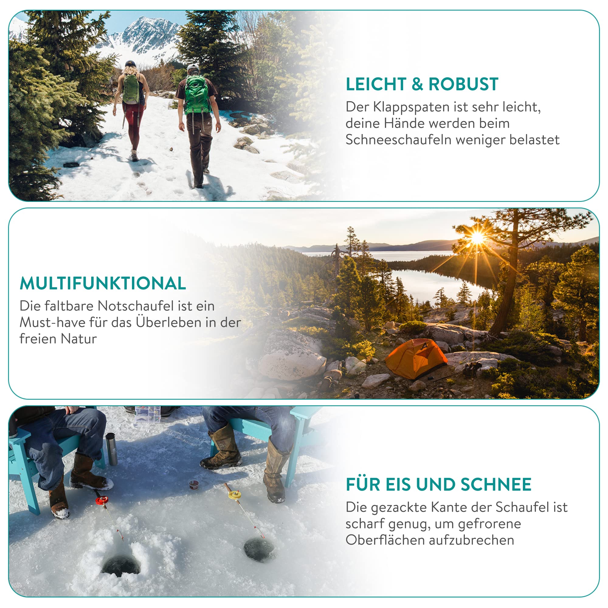 Navaris Składana łopata ratunkowa, kompaktowa, wielofunkcyjna, składan - obrazek 5