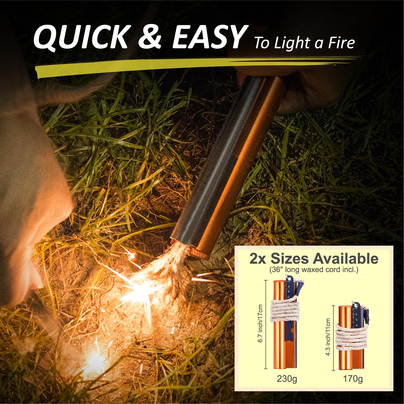 Krzesiwo Survivalowe 7 w 1 XXL z Kompasem i Sznurkiem Konopnym - obrazek 6