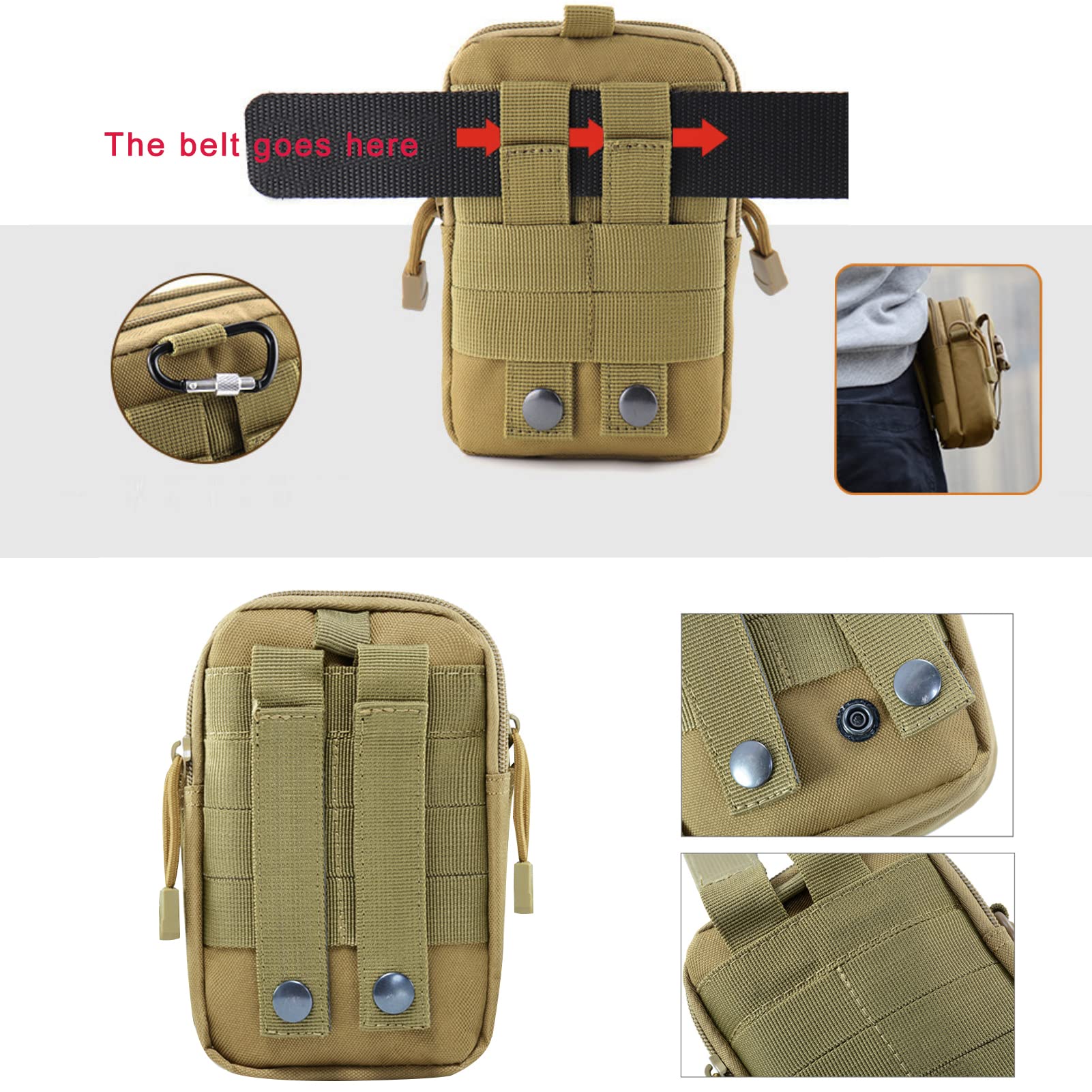 ZhaoCo Taktyczna torba Molle, kompaktowa torba na pasek, wojskowa armi - obrazek 3