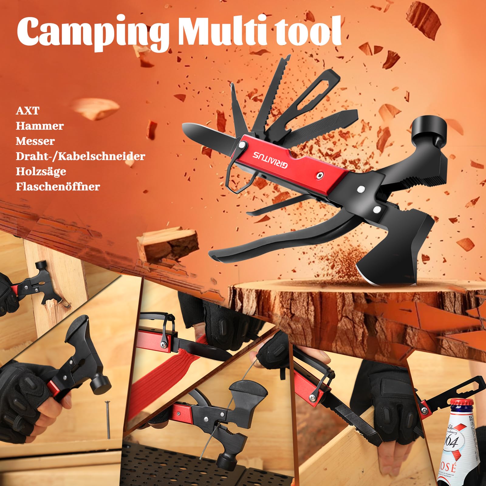 Narzędzie udarowe 18 w 1, składane, czarne narzędzie wielofunkcyjne, p - obrazek 5