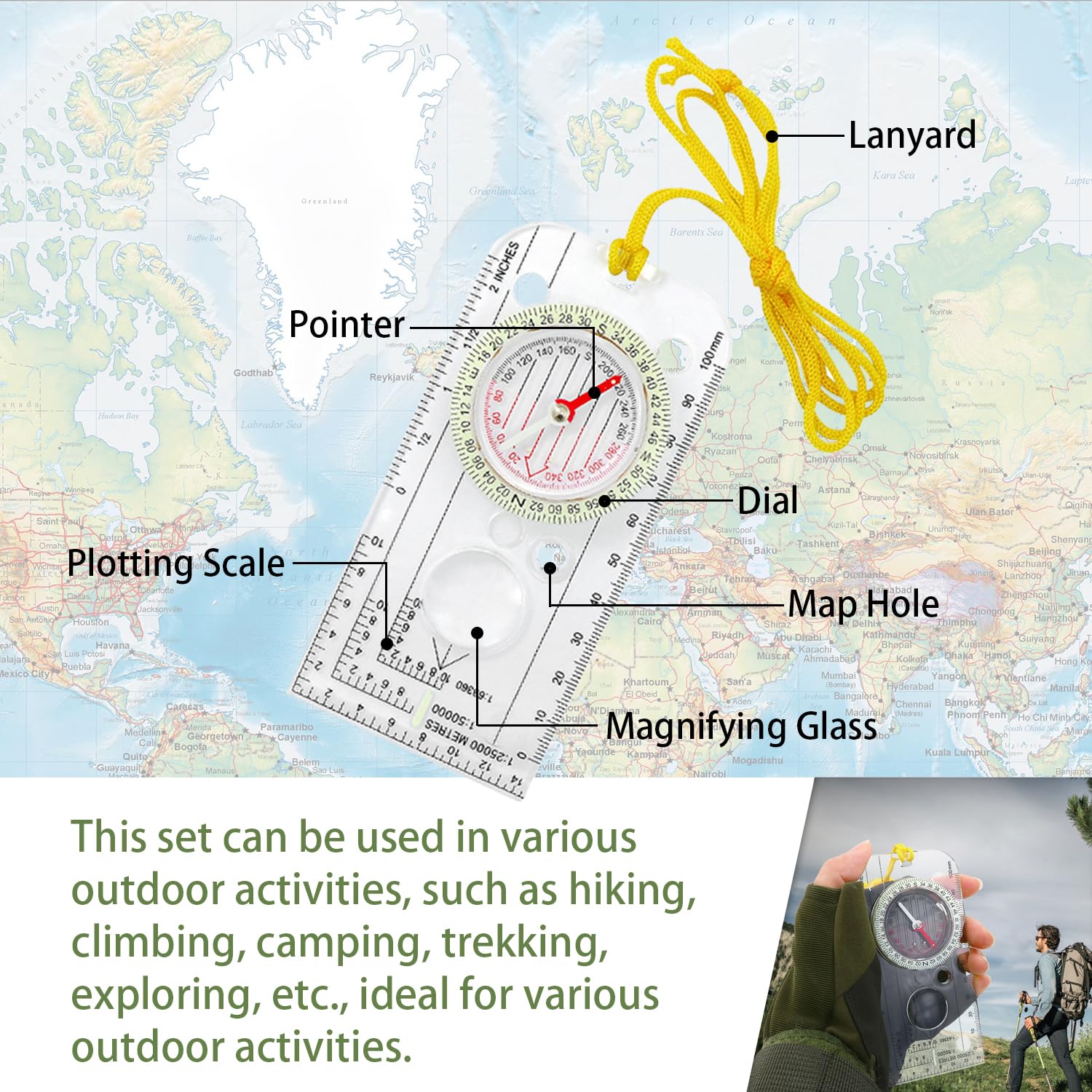 1 szt. Wodoodporna torba na karty z gwizdkiem survivalowym i kompasem - obrazek 2
