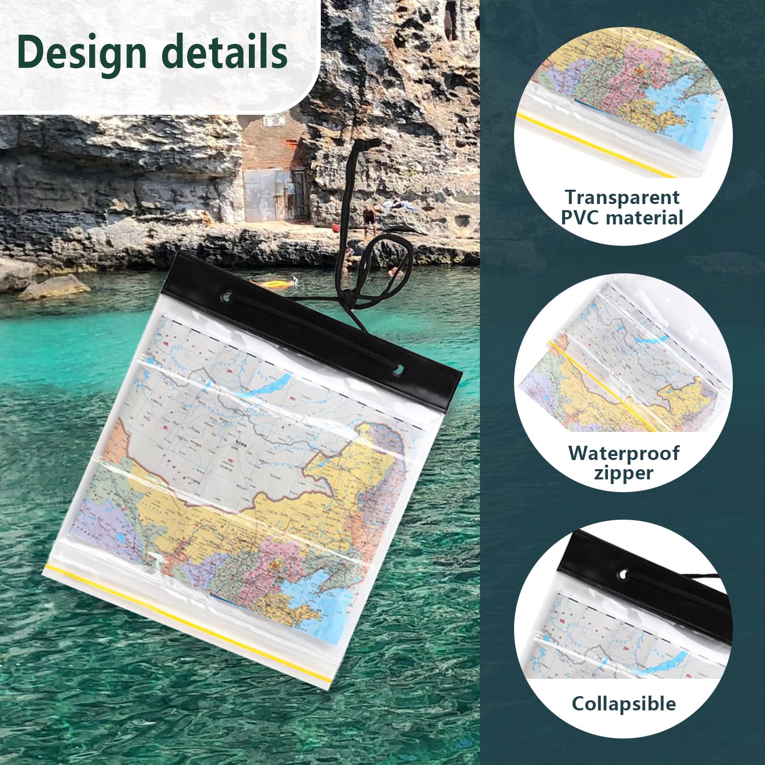 1 szt. Wodoodporna torba na karty z gwizdkiem survivalowym i kompasem - obrazek 5