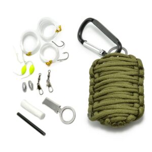 Ganzoo Paracord 550 – 12-częściowy zestaw survivalowy outdoorowy oliwkowy