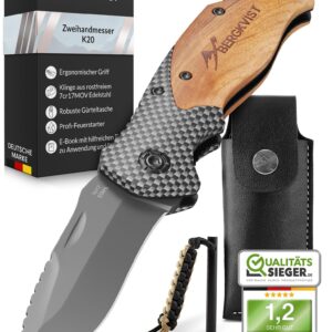 BERGKVIST K20 Nóż składany (oburęczny) z drewnianą rękojeścią i tytane