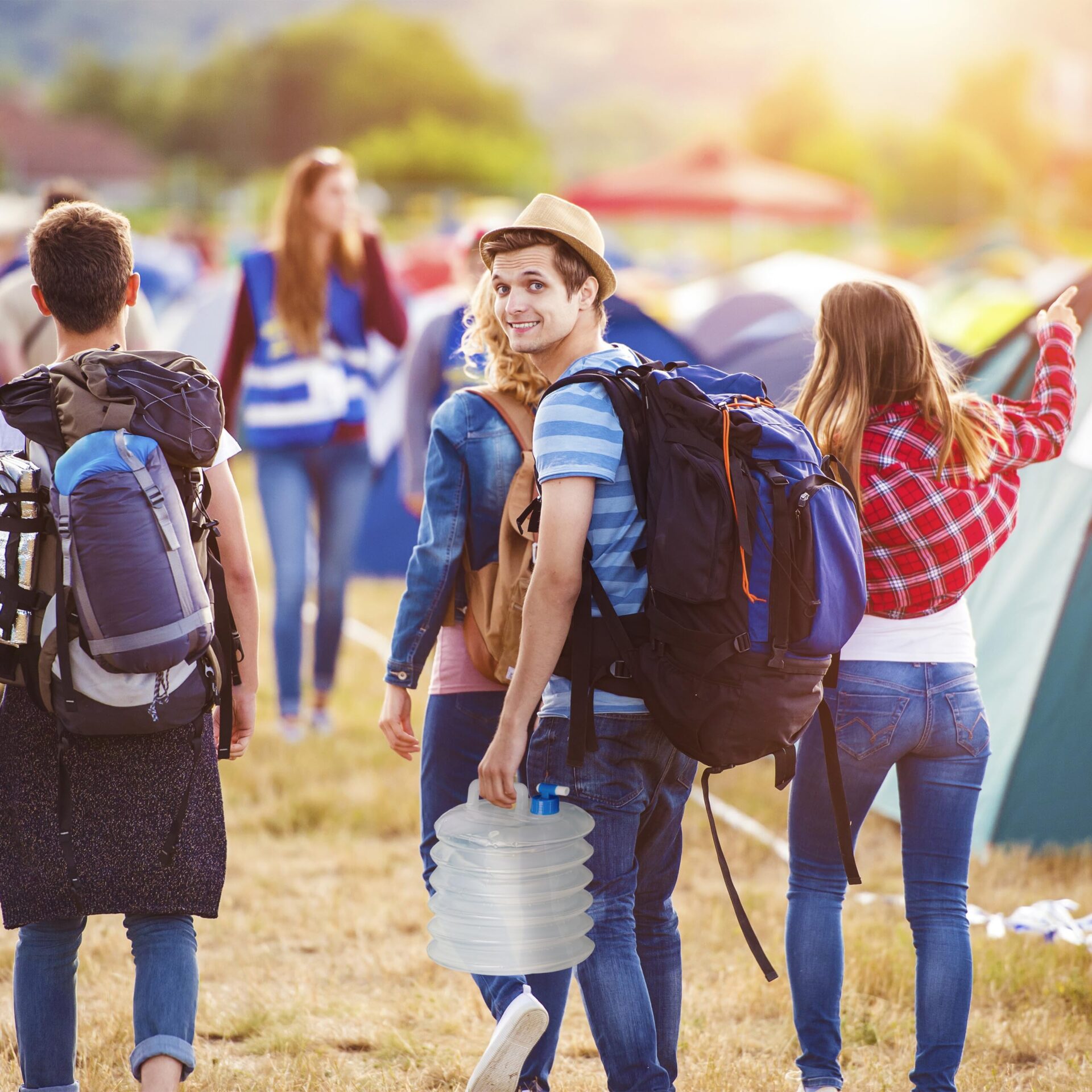 Relaxdays Kanister na wodę, składany, zestaw 4 sztuk, owalny z kranem, - obrazek 5