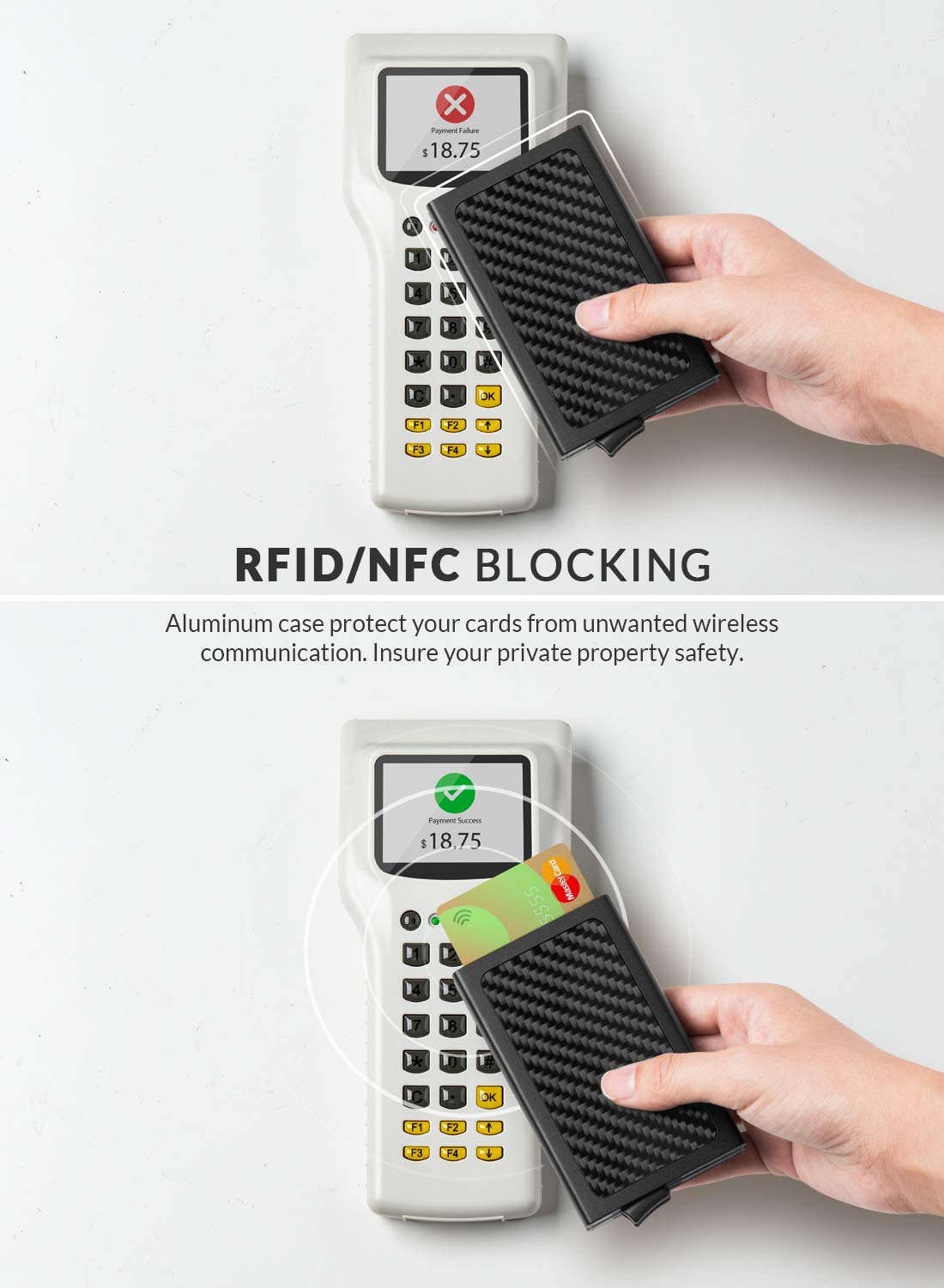 VULKIT Etui na karty kredytowe, ochrona RFID, rozkładane metalowe etui - obrazek 6