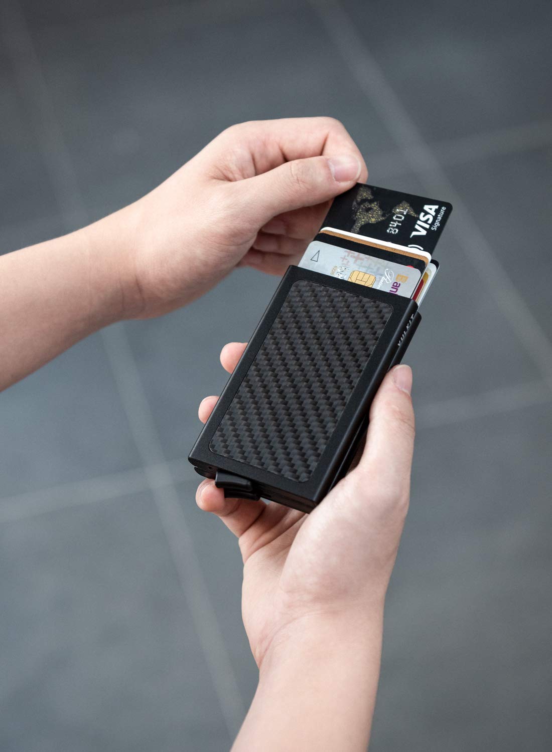 VULKIT Etui na karty kredytowe, ochrona RFID, rozkładane metalowe etui - obrazek 5